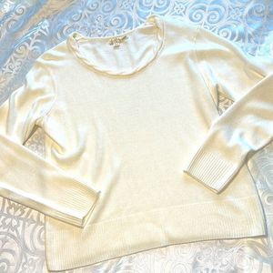 G.H. Bass & Co. classic cream cable detail scoop neck rib trim sweater Large